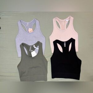 4 Cropped Ribbed Halter Tank Tops